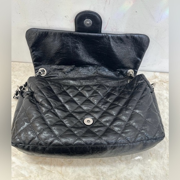 Chanel authentic classic quilted aged glazed calfskin black silver - Picture 14 of 15